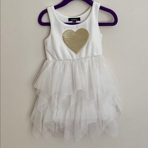 Zunie | gold sequin heart dress with sparkly tutu